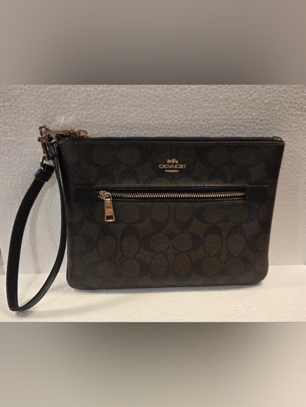 Coach Signature Canvas Zip Pouch - Brown/Black